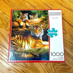 Buffalo 1000 piece jigsaw puzzle tigers jungle "Quiet Fire" excellent